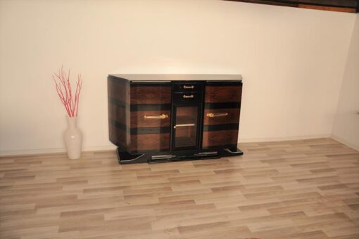 Art Deco, Sideboard, Buffet, pianolacquer, wood, veneer, vitrine, compartement, highgloss, foot, design, storage, trapez, shape