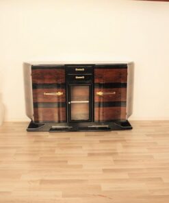 Art Deco, Sideboard, Buffet, pianolacquer, wood, veneer, vitrine, compartement, highgloss, foot, design, storage, trapez, shape