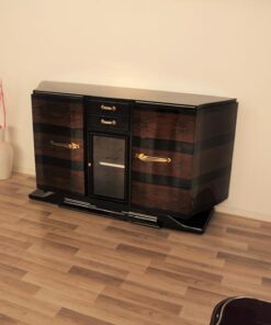 Art Deco, Sideboard, Buffet, pianolacquer, wood, veneer, vitrine, compartement, highgloss, foot, design, storage, trapez, shape