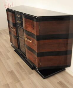 Art Deco, Sideboard, Buffet, pianolacquer, wood, veneer, vitrine, compartement, highgloss, foot, design, storage, trapez, shape