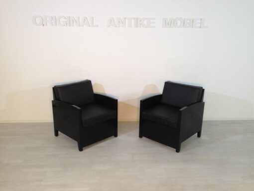 Art Deco Armchairs, highgloss, handpolished, aniline leather, 2-stiched seams, wonderful quality, pianolacqer with 11-layers