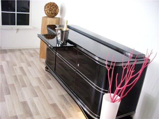 Art Deco Sideboard, Highgloss pianolacquer, great french foot, with extension