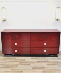 Ferrari Rosso, 6 drawers, chromefittings, handpolished, curved foot with chromline