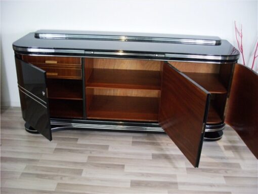 Art Deco Sideboard, Highgloss pianolacquer, great french foot, with extension