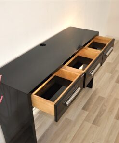 Art Deco Console, lacobel glasplate, chromebars, handpolished, 3 drawers, absolute Eyecatcher