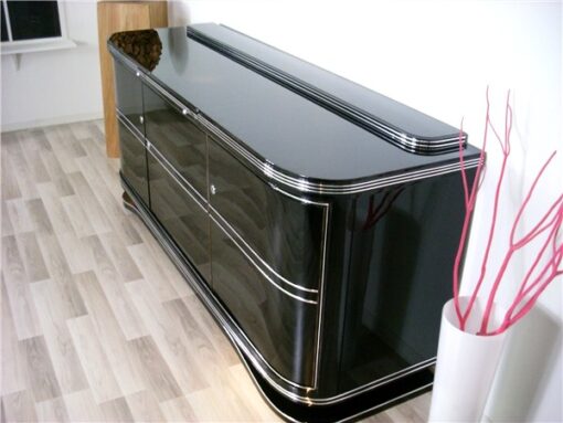 Art Deco Sideboard, Highgloss pianolacquer, great french foot, with extension