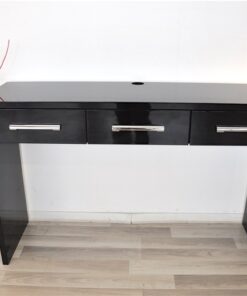 Art Deco Console, lacobel glasplate, chromebars, handpolished, 3 drawers, absolute Eyecatcher