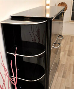 LuxuriousArt Deco bar cabinet, highgloss paintjob, chrome fittings, clean interior, wonderful body form