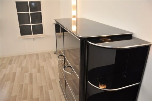 LuxuriousArt Deco bar cabinet, highgloss paintjob, chrome fittings, clean interior, wonderful body form