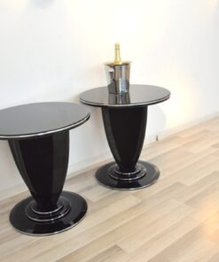 Art Deco Side Table, unique Design, pointing feet, chromebars