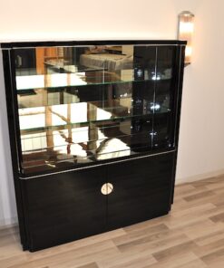 Art Deco Vitrine, hollow throat, lighting, highgloss black