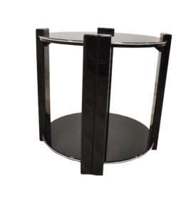 Art Deco sidetable, classic design, highgloss black, 4 stable legs, embedded plate, handpolished