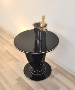 Art Deco Side Table, unique Design, pointing feet, chromebars