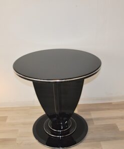 Art Deco Side Table, unique Design, pointing feet, chromebars