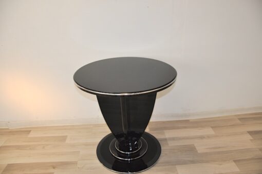 Art Deco Side Table, unique Design, pointing feet, chromebars