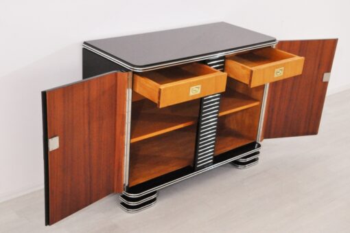 Art Deco Commode, bruxelle, stairfoot, chromefittings & bars, handpolished & highgloss paintjob, buffet, living room, furniture