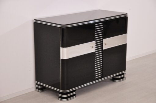 Art Deco Commode, bruxelle, stairfoot, chromefittings & bars, handpolished & highgloss paintjob, buffet, living room, furniture