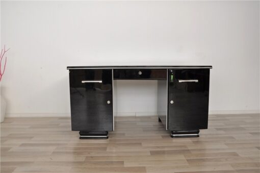 Art Deco desk, timeless design, pianolacquer with 12 layers, chromehandles, france 1940