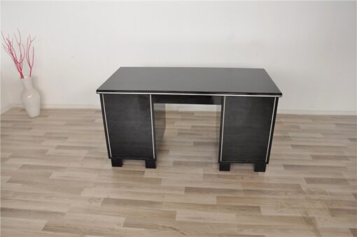 Art Deco desk, timeless design, pianolacquer with 12 layers, chromehandles, france 1940