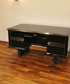 Art Deco Desk, chromeliner, free adjustable, highgloss black, clean interior