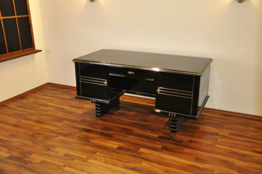 Art Deco Desk, chromeliner, free adjustable, highgloss black, clean interior