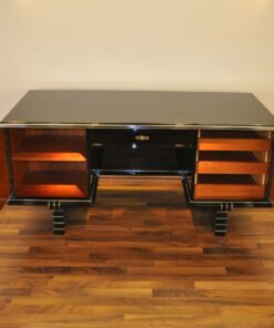 Art Deco Desk, chromeliner, free adjustable, highgloss black, clean interior