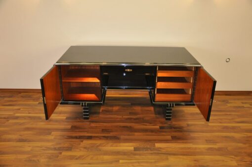 Art Deco Desk, chromeliner, free adjustable, highgloss black, clean interior