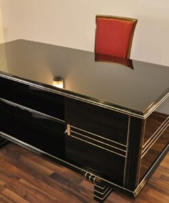 Art Deco Desk, chromeliner, free adjustable, highgloss black, clean interior