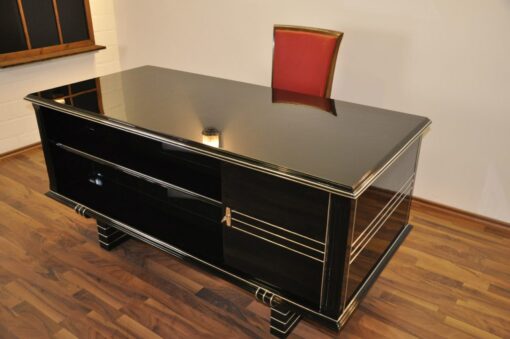 Art Deco Desk, chromeliner, free adjustable, highgloss black, clean interior