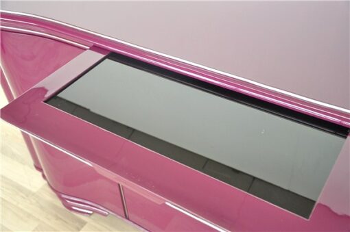 Art Deco Sideboard, highgloss lacquer in purple, chromapplications, extension with black lacobel plate, clean interior