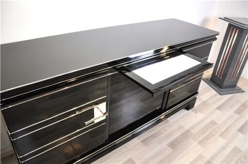 unique piece of furniture - elegant design, big - massive chrome handles, luxurios extension plate, 12 layers of handpolished pianolacquer