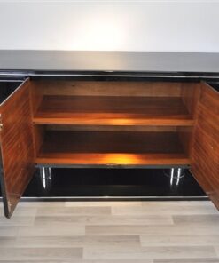 absolute unique furniture - france 1932, curved form - timeless design, big feet with chromed legs,black highgloss paintjob, plenty of storage space