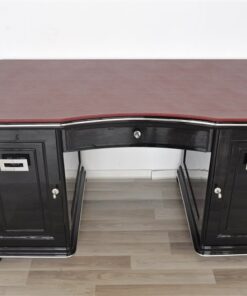 wonderful leatherplate in bordeaux red, unique design, france 1928, lockable doors and drawers, unique piece of furniture