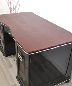 wonderful leatherplate in bordeaux red, unique design, france 1928, lockable doors and drawers, unique piece of furniture