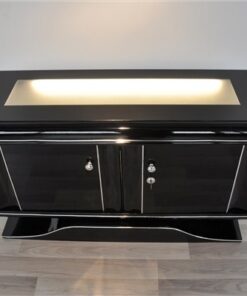 highgloss pianolacquer, classic design with rounded corners, illuminated glass plate, wonderful curved foot