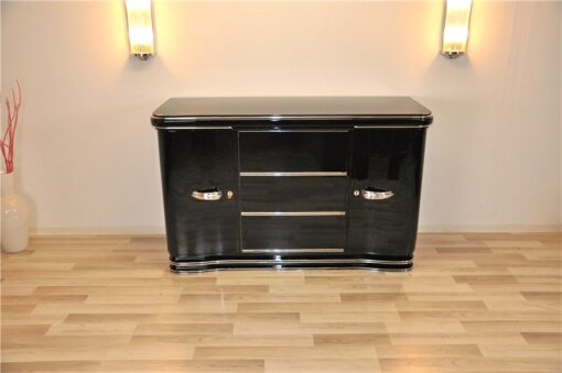 Art Deco Sideboard, wonderful chrome fittings, extension plate with piano lacquer