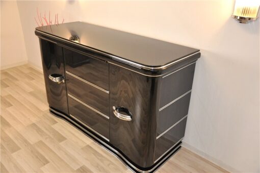 Art Deco Sideboard, wonderful chrome fittings, extension plate with piano lacquer