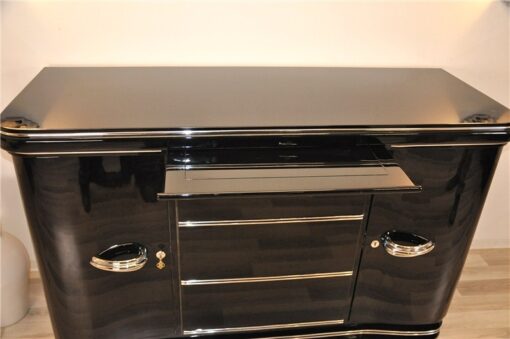 Art Deco Sideboard, wonderful chrome fittings, extension plate with piano lacquer