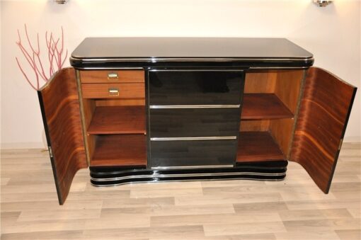 Art Deco Sideboard, wonderful chrome fittings, extension plate with piano lacquer