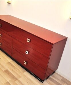 Ferrari Rosso, 6 drawers, chromefittings, handpolished, curved foot with chromline