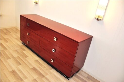 Ferrari Rosso, 6 drawers, chromefittings, handpolished, curved foot with chromline