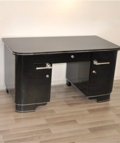 Art Deco desk, elegant and timeless Design, high quality pianolacqer, chrome decorations, france 1930s