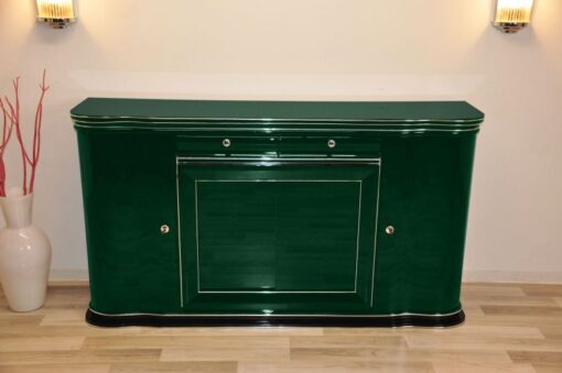 elegant Sideboard, swung doors - british craftmansship, timeless Design, glass sliding doors in Jaguar Racing Green, 2 drawers and plenty of storage space