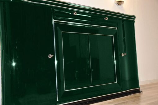 elegant Sideboard, swung doors - british craftmansship, timeless Design, glass sliding doors in Jaguar Racing Green, 2 drawers and plenty of storage space