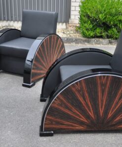 Art Deco Armchair, star furnier, handpolished, best quality, aniline leather, pianolacquer