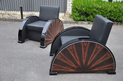 Art Deco Armchair, star furnier, handpolished, best quality, aniline leather, pianolacquer