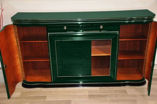 elegant Sideboard, swung doors - british craftmansship, timeless Design, glass sliding doors in Jaguar Racing Green, 2 drawers and plenty of storage space