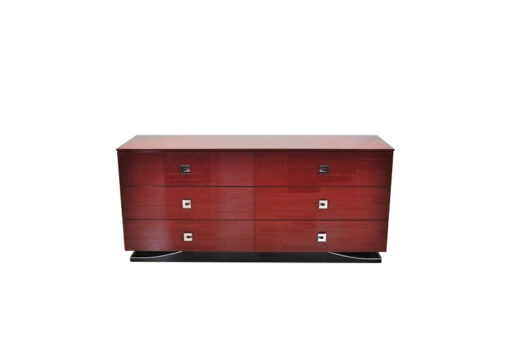 Ferrari Rosso, 6 drawers, chromefittings, handpolished, curved foot with chromline