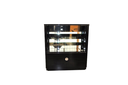 Art Deco Vitrine, hollow throat, lighting, highgloss black