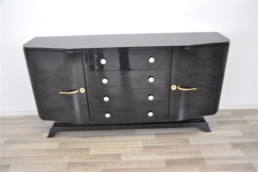 wonderful body with 2 curved sidedoors, 4 big drawers, highgloss black, big original fittings, hand polished, original key